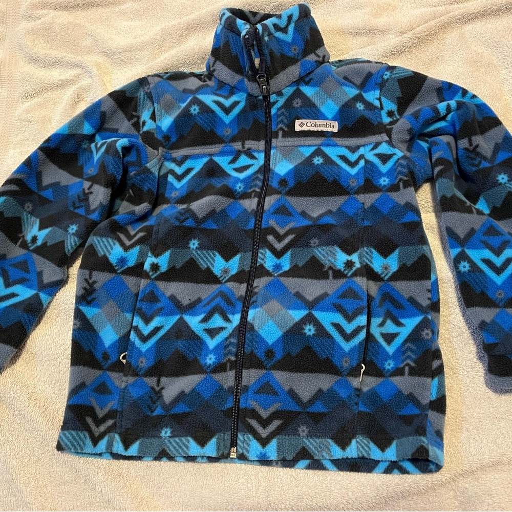 Columbia Kids' Blue Geo Fleece zip up sweater